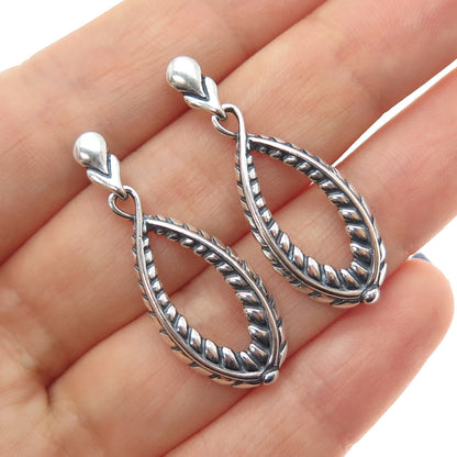 CAROLYN POLLACK American West Sterling Silver Vintage Feather Oxidized Earrings