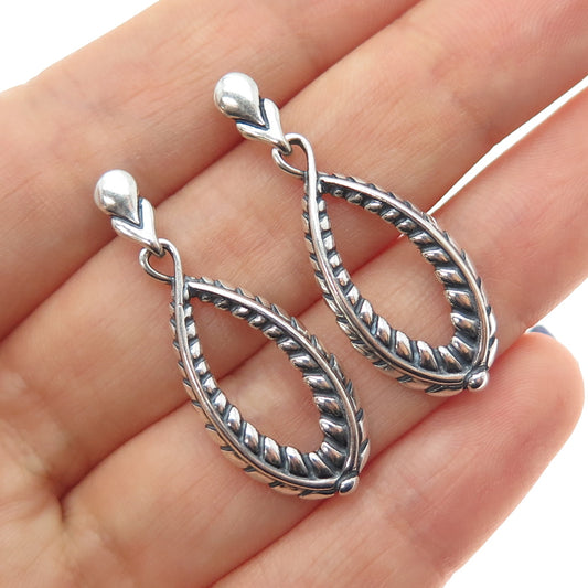 CAROLYN POLLACK American West Sterling Silver Vintage Feather Oxidized Earrings