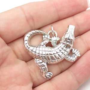 925 Sterling Silver Vintage Crocodile Pendant