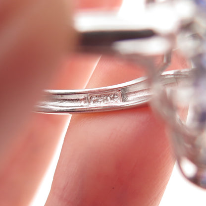 Harold Trujillo 925 Sterling Silver Real Tanzanite Floral Ring Size 7.75