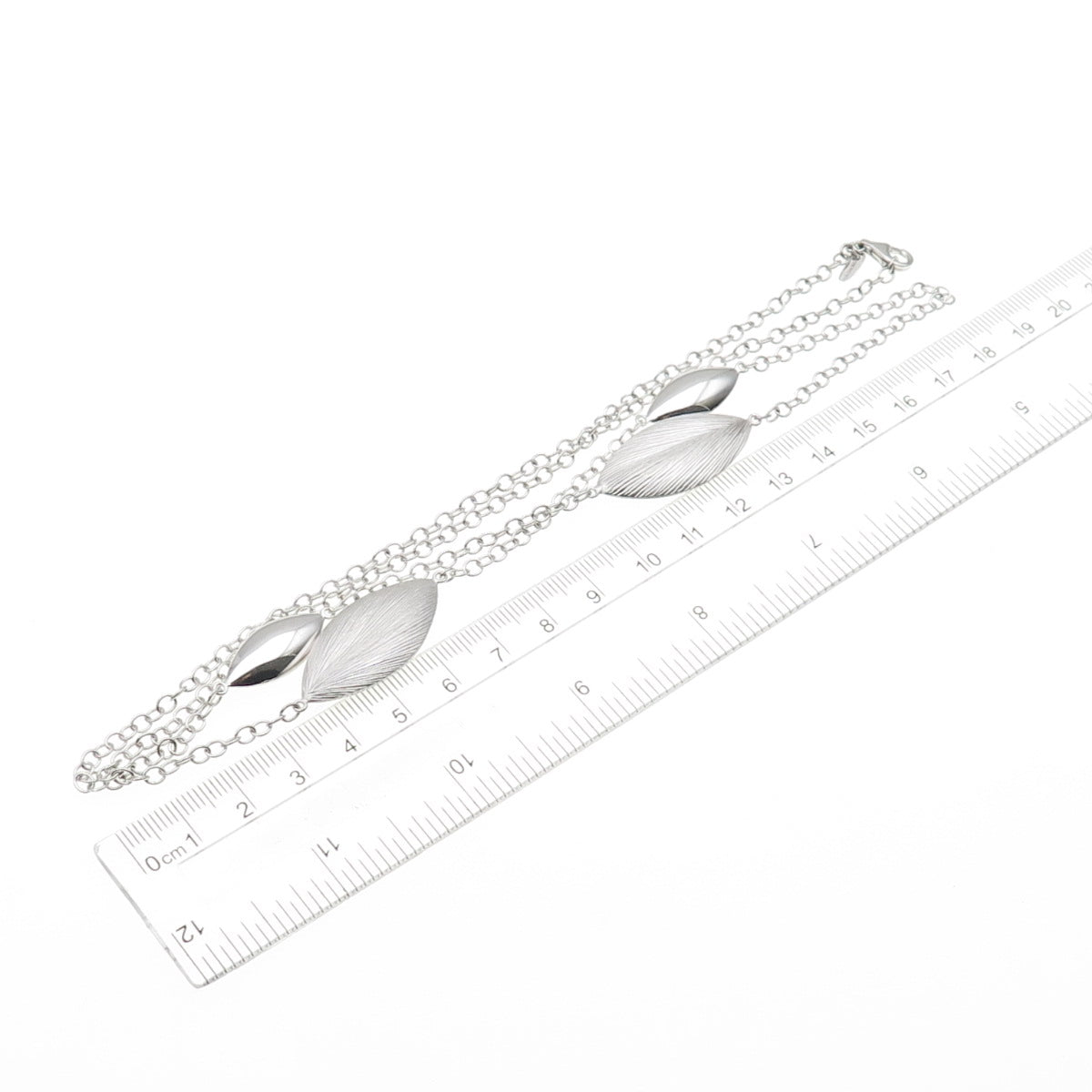 925 Sterling Silver Petal Station Cable Chain Necklace 28"