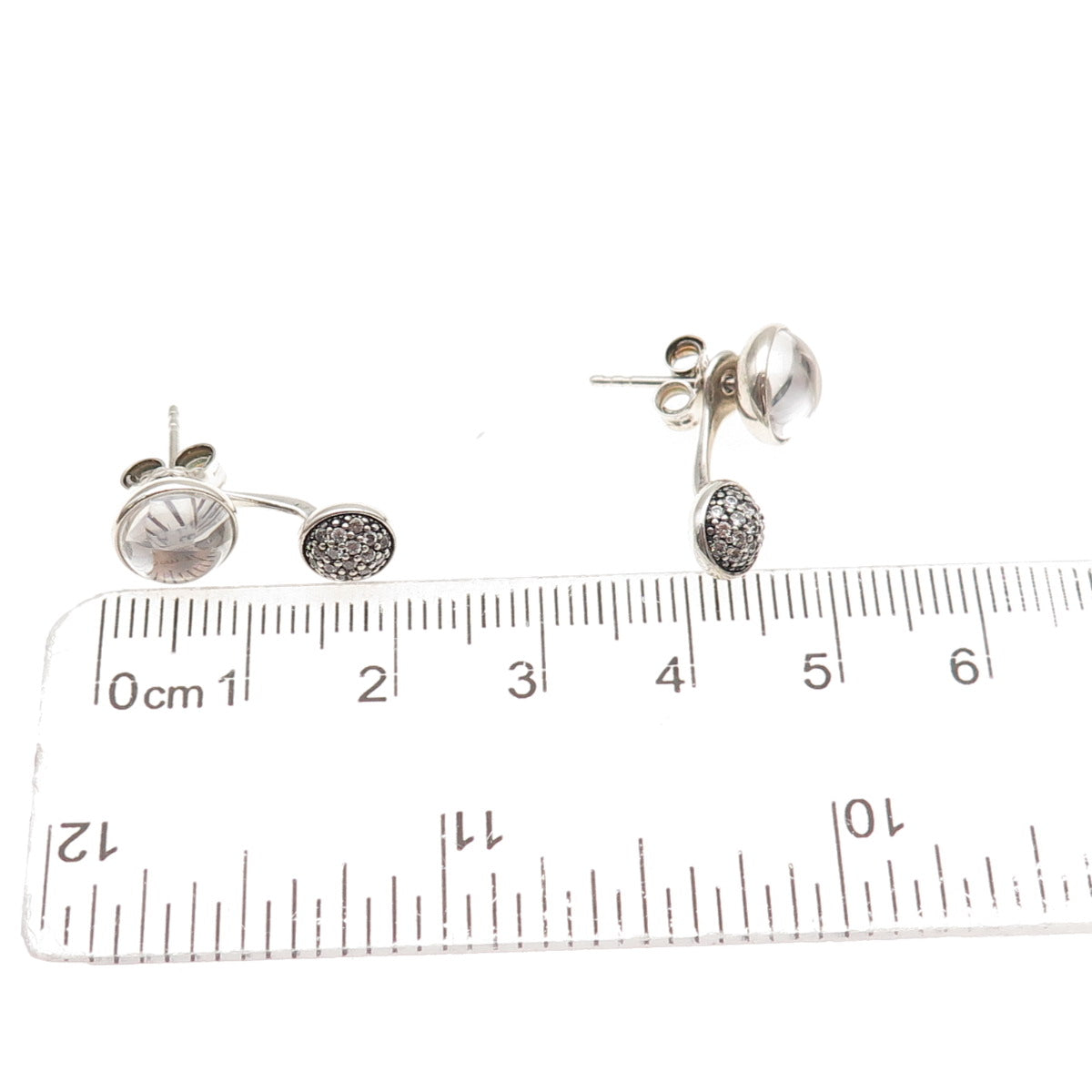 Pandora Sterling Crystal & C Z Dazzling Poetic Droplets Interchangeable Earrings
