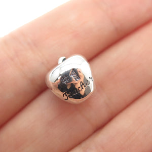 REFLECTION BEADS 925 Sterling Silver C Z #1 Teacher Apple Slide Bead Charm