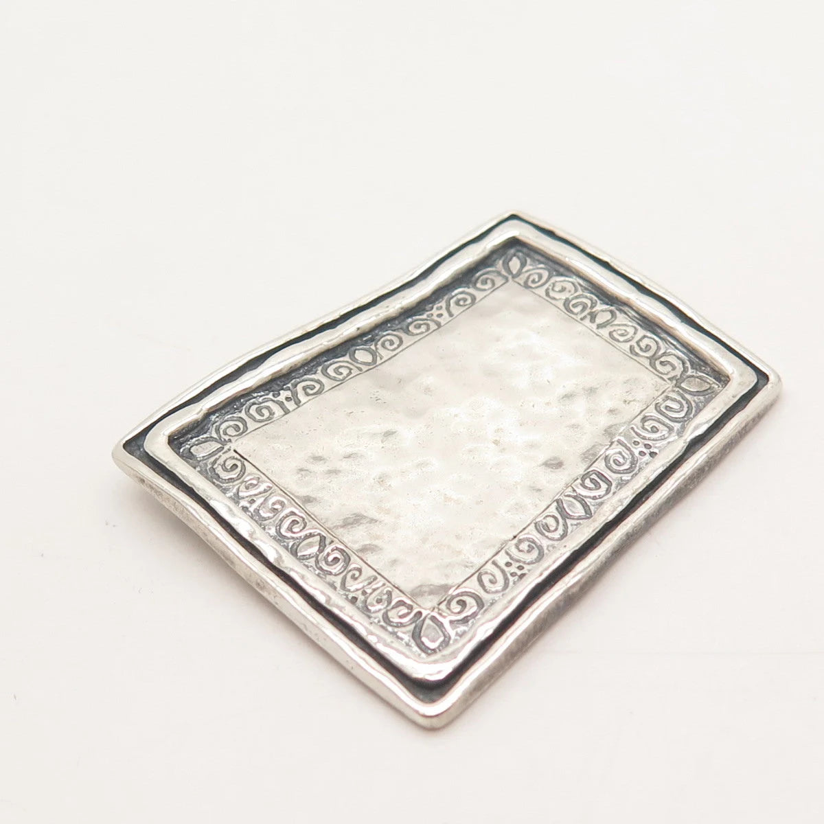 925 Sterling Silver Vintage Hammered Finish Slide Pendant