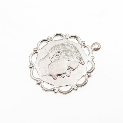 College Seal & Crest 925 Sterling Silver Vintage Boy Profile Charm Pendant