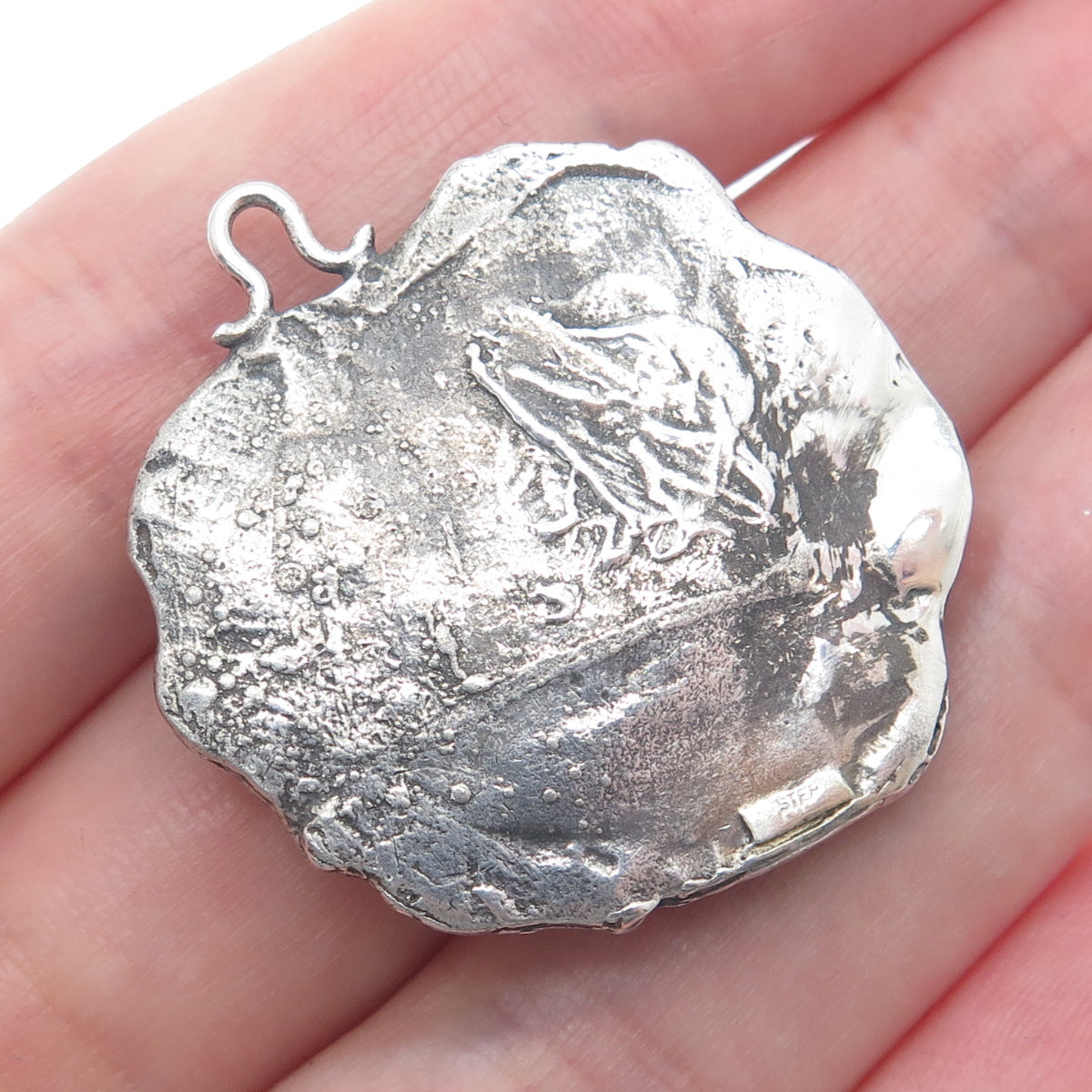 925 Sterling Silver Vintage Taurus Zodiac Modernist Brutalist Oxidized Pendant