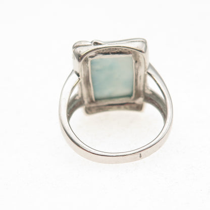 925 Sterling Silver Vintage Real Larimar Ring Size 7.25