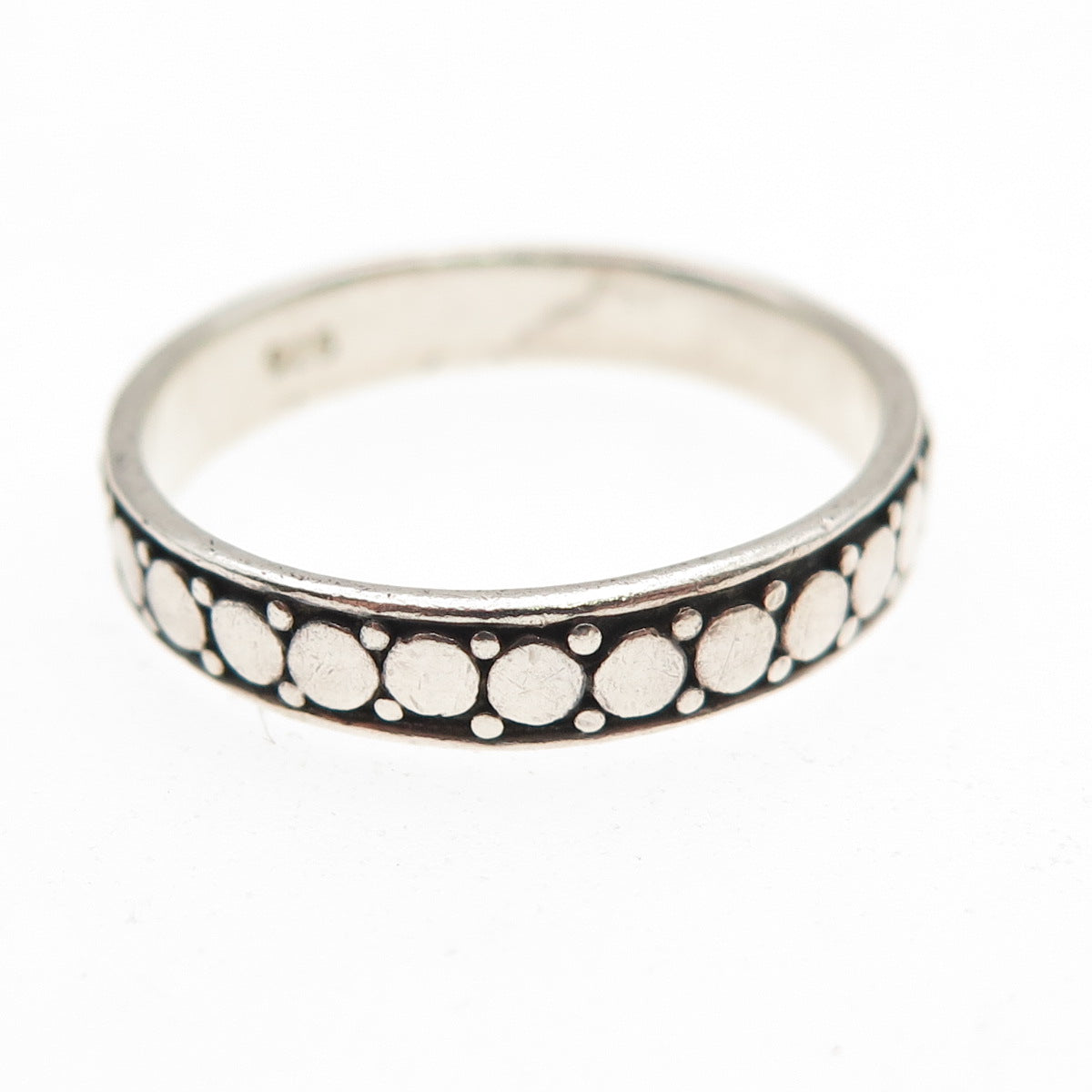 925 Sterling Silver Vintage Oxidized Dotted Band Ring Size 8