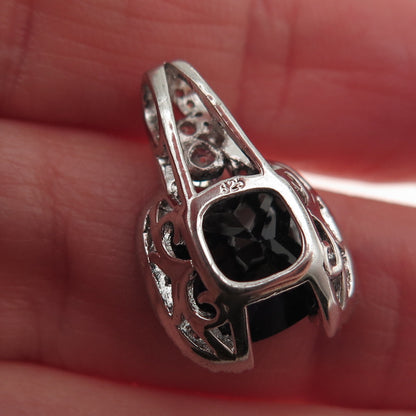 925 Sterling Silver Lab-Created Sapphire & C Z Mini Charm Pendant