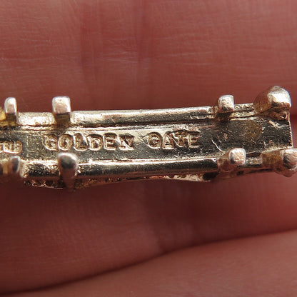 925 Sterling Silver Gold Plated Vintage Golden Gate 3D Charm Pendant