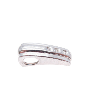 925 Sterling Silver Round-Cut C Z Bar Minimalist Slide Charm Pendant