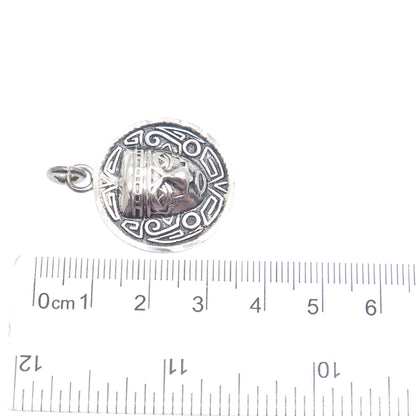 925 Sterling Silver Vintage Mexico Aztec Warrior Mask Oxidized Charm Pendant
