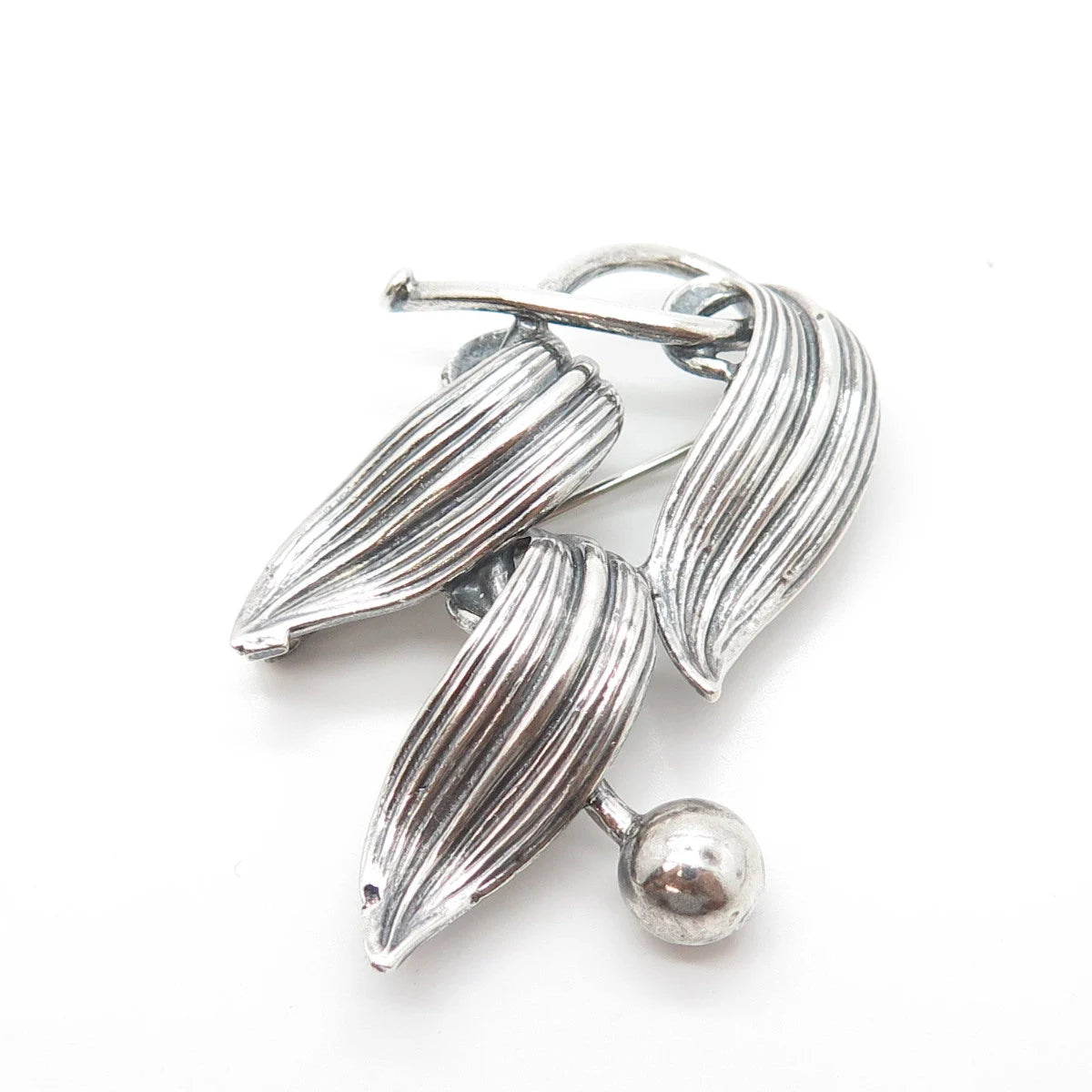 925 Sterling Silver Antique Art Deco Felchcraft Leaf Pin Brooch