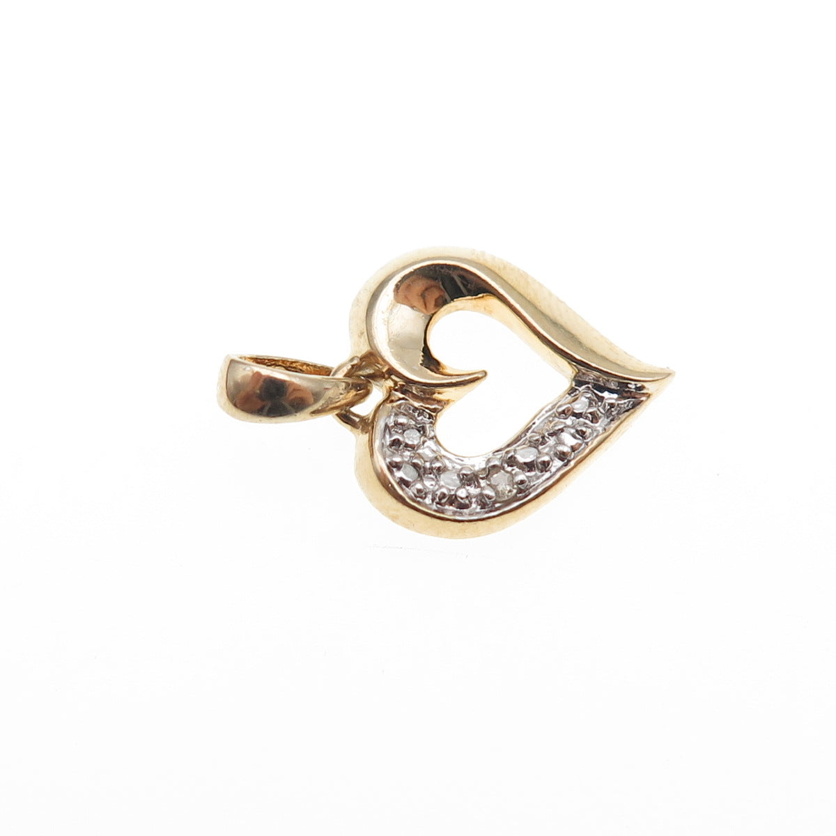 ROSS SIMONS Sterling Silver Gold Plated Real Diamond Accent Heart Mini Pendant