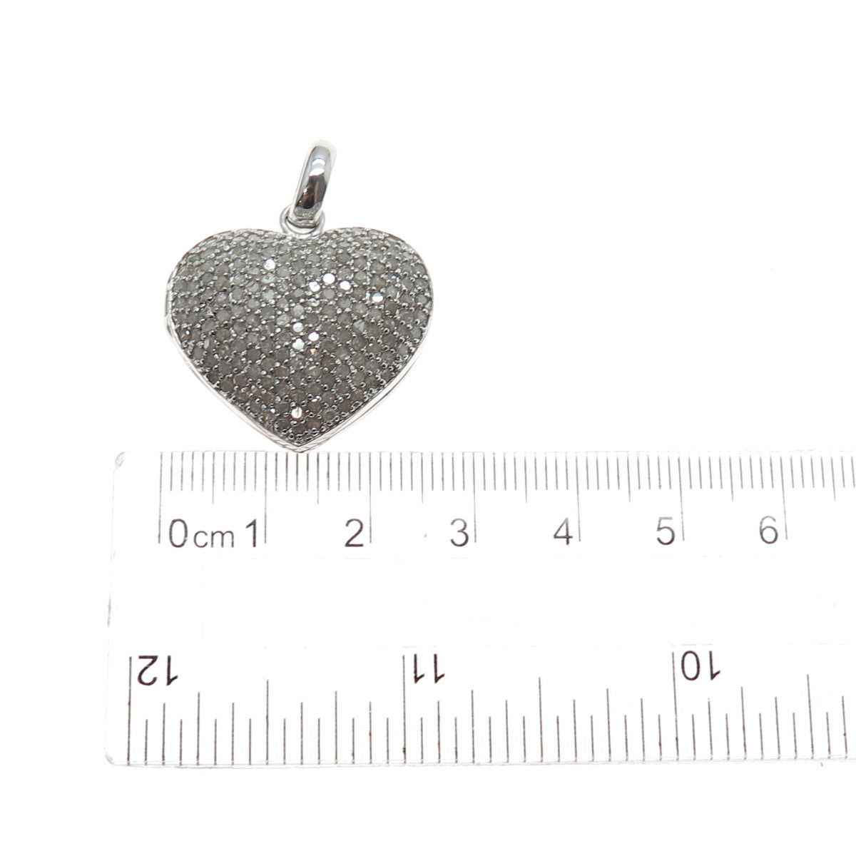 DEE BERKLE 925 Sterling Silver Real Round-Cut Diamond Heart Locket Pendant
