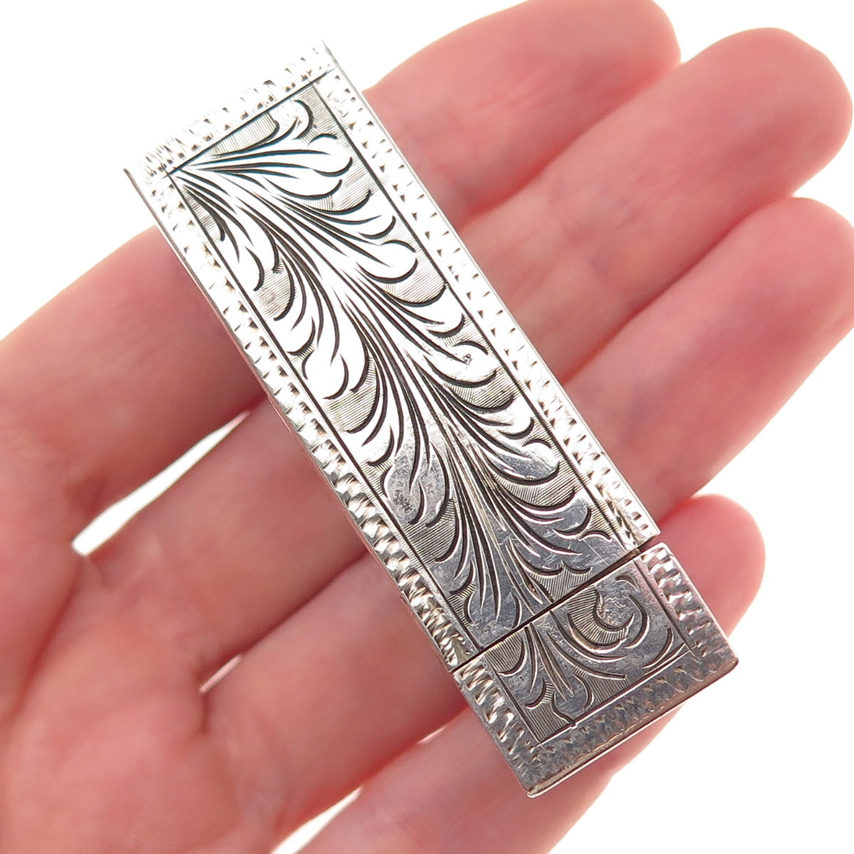 800 Silver Antique Italy Enamel Faux Turquoise Tube Slide Lipstick Case #12