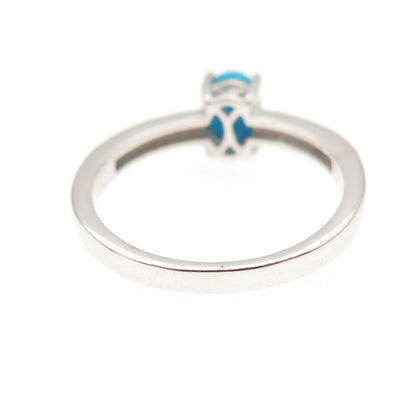 Chuck Clemency 925 Sterling Silver Real Turquoise & White Topaz Ring Size 8