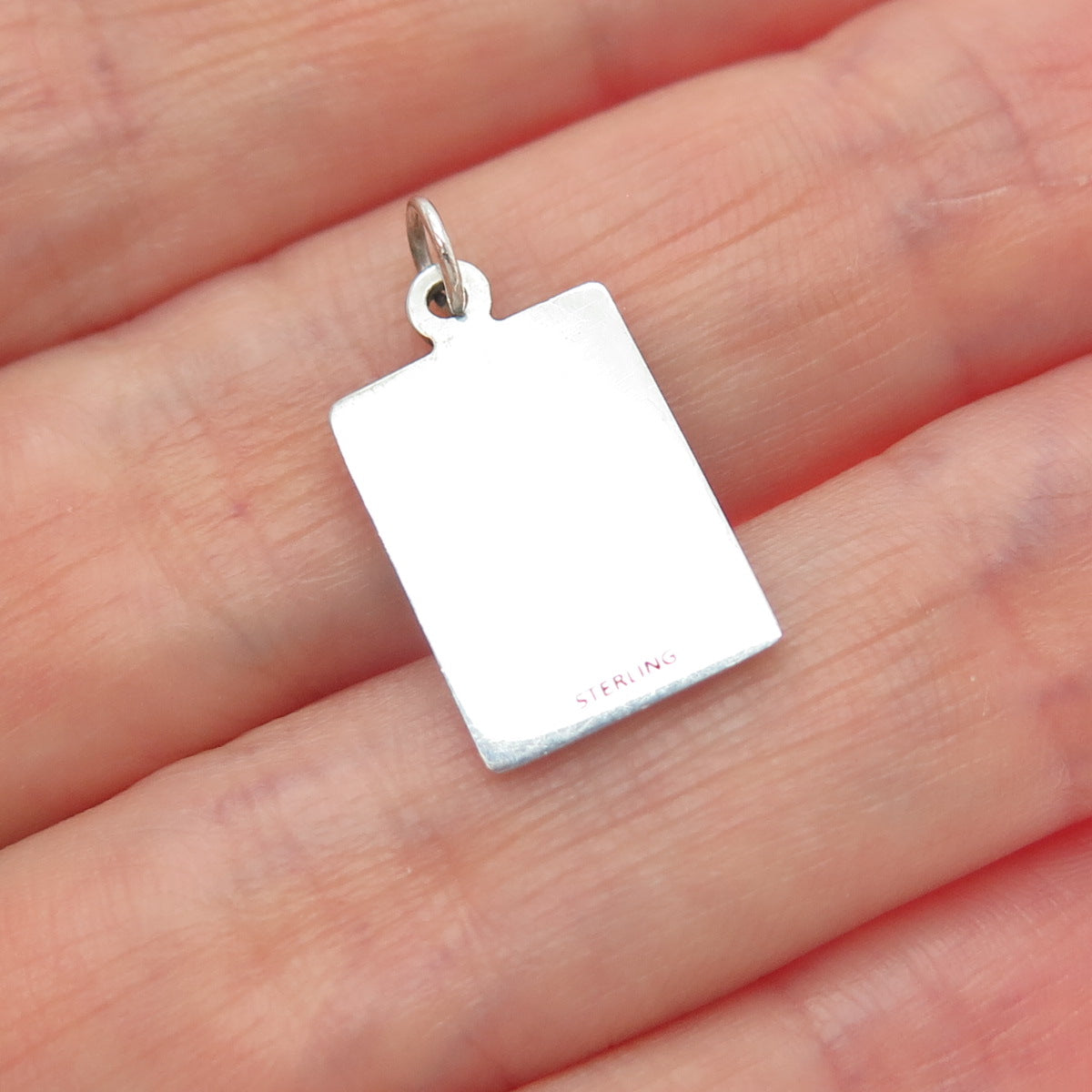 925 Sterling Silver Red Enamel Played With You Minimalist Charm Pendant