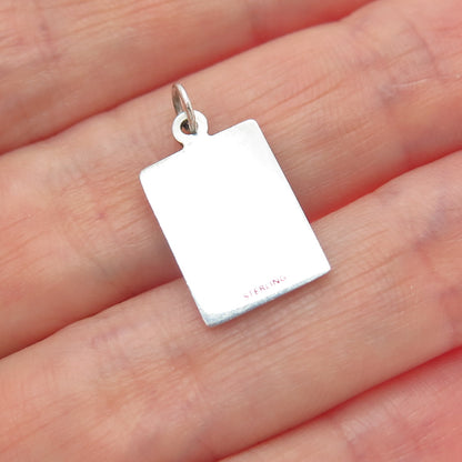 925 Sterling Silver Red Enamel Played With You Minimalist Charm Pendant
