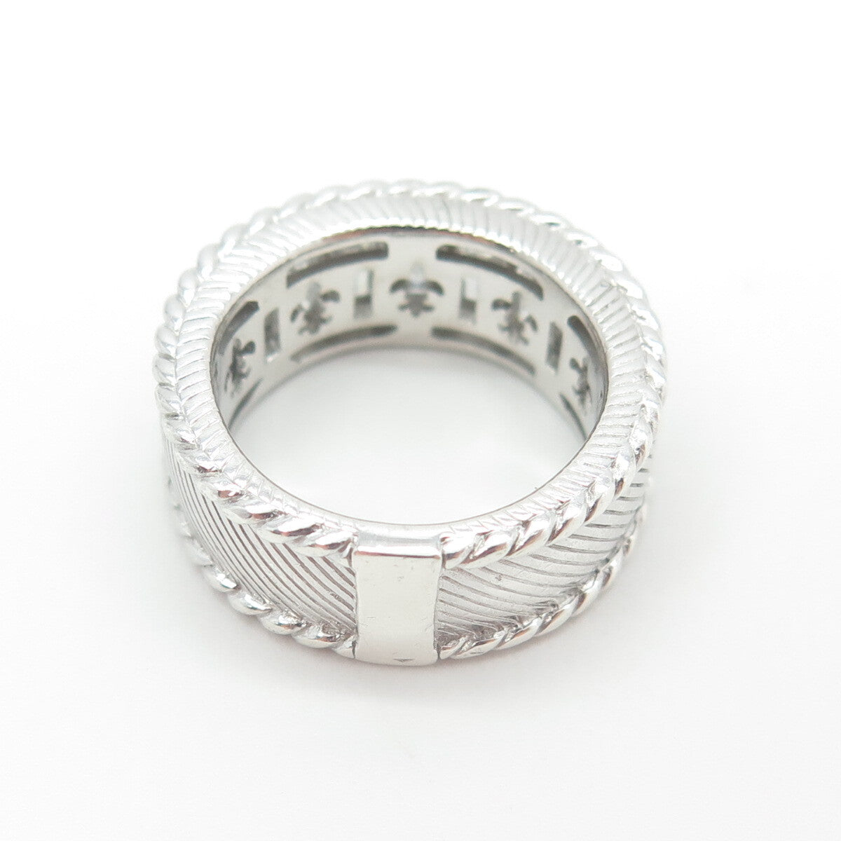 JUDUTH RIPKA 925 Sterling Silver Baguette-Cut C Z Half Eternity Ring Size 5