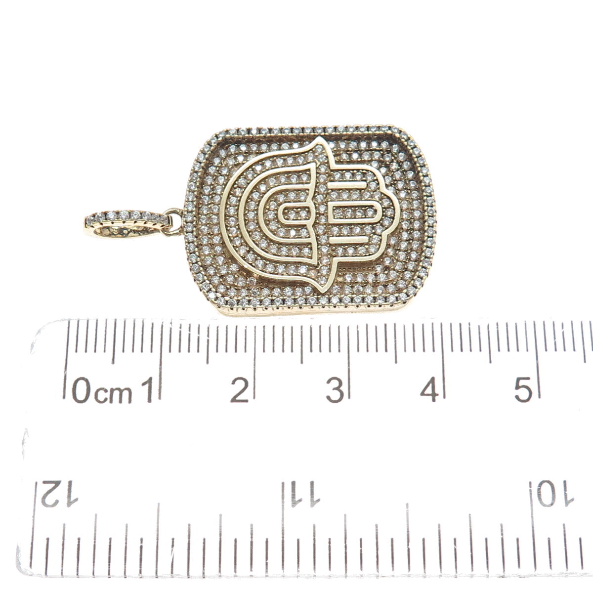 DESIGNS BY YAGI 925 Sterling Silver Gold Plated C Z Hamsa Hand of Fatima Pendant