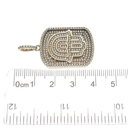 DESIGNS BY YAGI 925 Sterling Silver Gold Plated C Z Hamsa Hand of Fatima Pendant