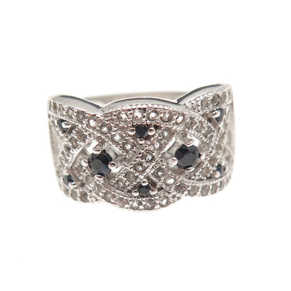 DBJ Dee Berkle 925 Sterling Silver Real Sapphire & White Topaz Ring Size 5