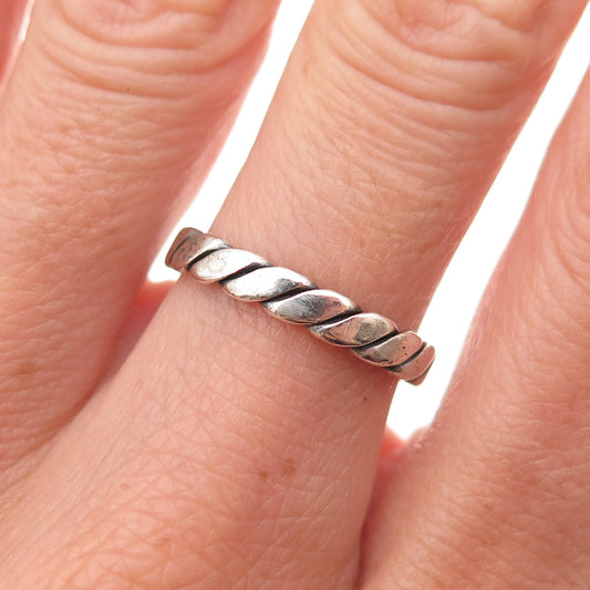 925 Sterling Silver Vintage Twisted Oxidized Band Ring Size 6.5