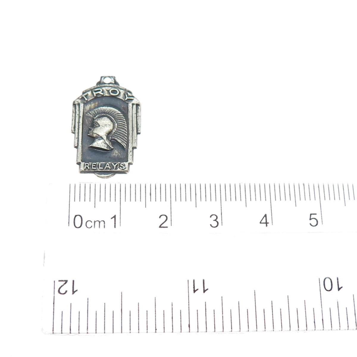 TROPHY CRAFT 925 Sterling Silver Vintage 1952 Troy Relays Oxidized Charm Pendant