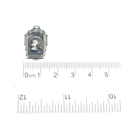 TROPHY CRAFT 925 Sterling Silver Vintage 1952 Troy Relays Oxidized Charm Pendant