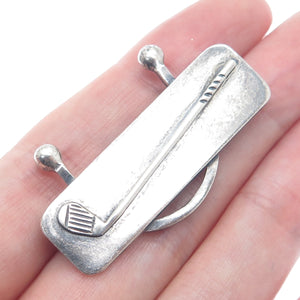 925 Sterling Silver Vintage KLE Handmade Golf Club Oxidized Pin Brooch