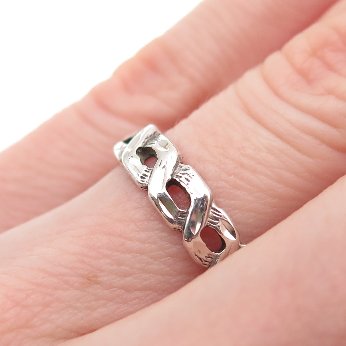 Silver Fox 925 Sterling Vintage Woven Link Band Ring Size 5.25