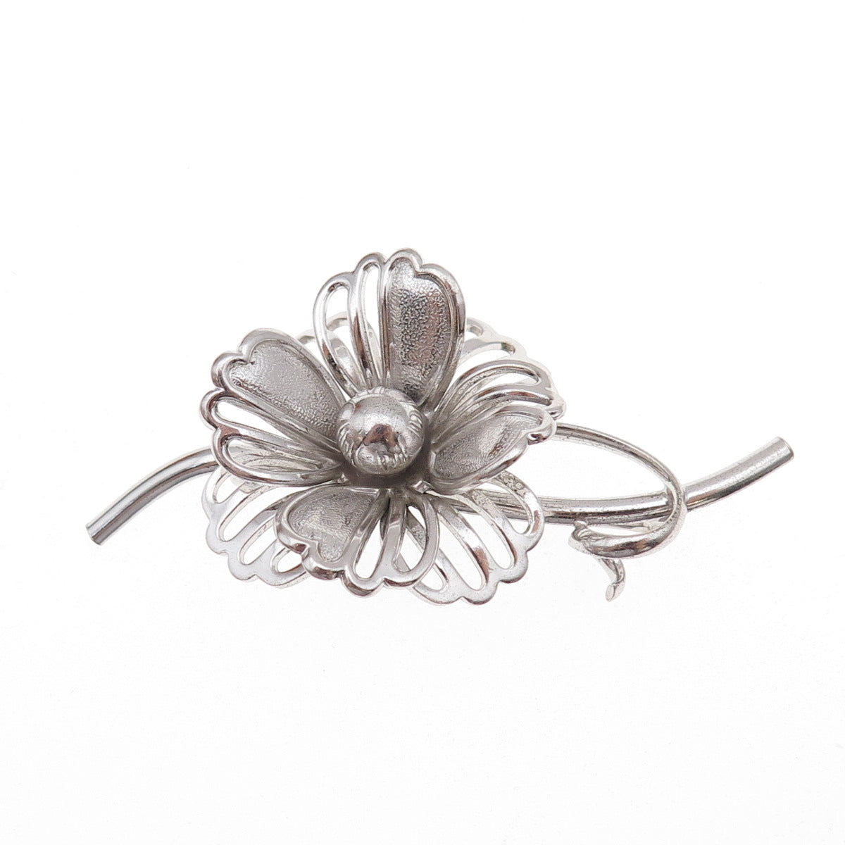 Forstner 925 Sterling Silver Antique Art Deco Flower Pin Brooch
