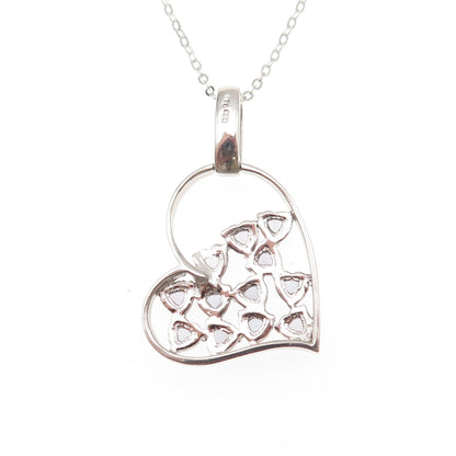 Chuck Clemency 925 Sterling Silver Real Tanzanite White Topaz Heart Necklace 20"