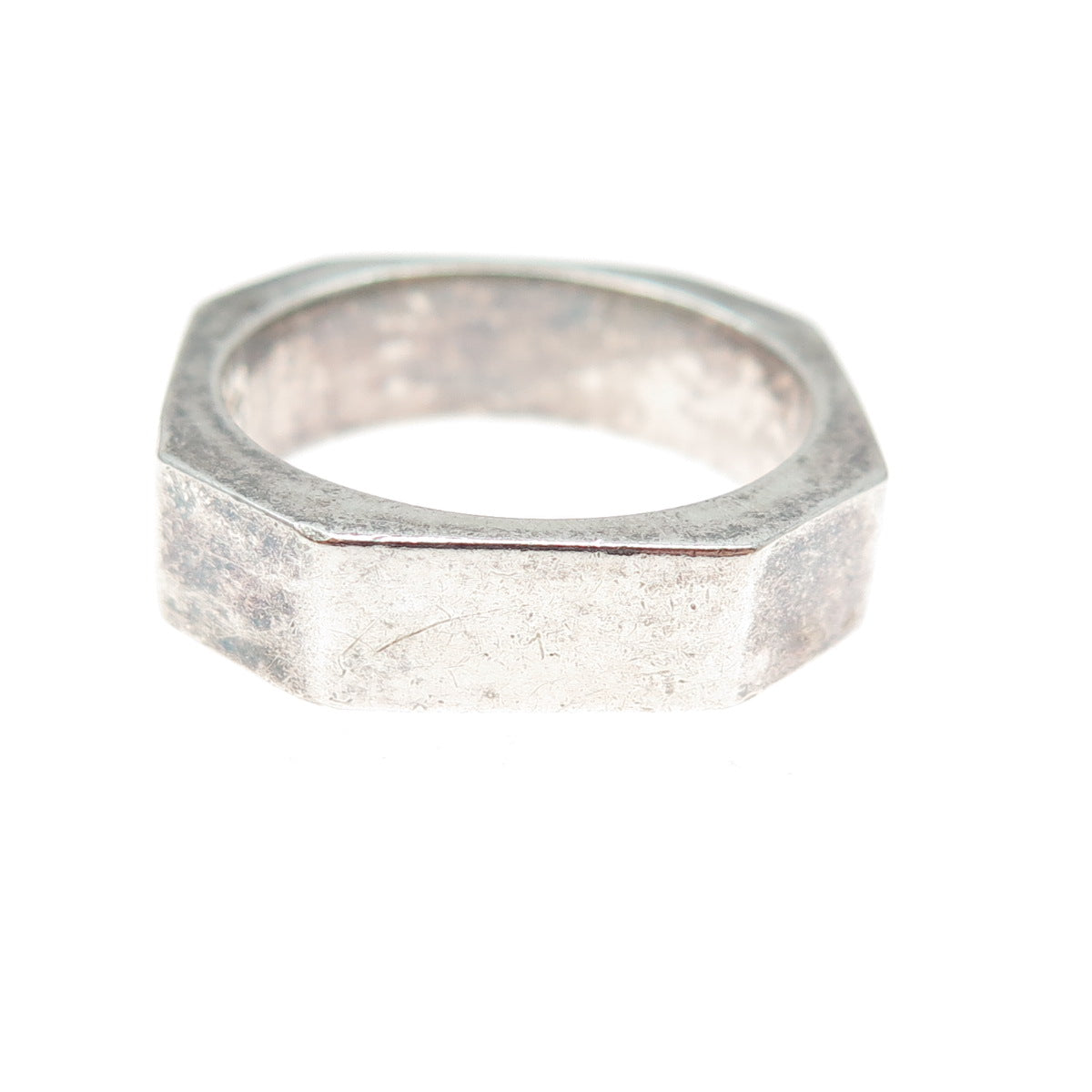 925 Sterling Silver Vintage Geometric Oxidized Band Ring Size 8.25