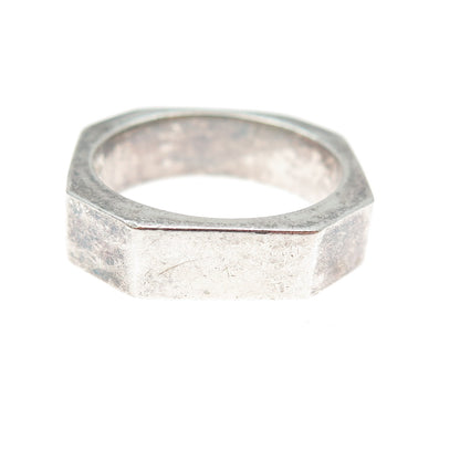 925 Sterling Silver Vintage Geometric Oxidized Band Ring Size 8.25