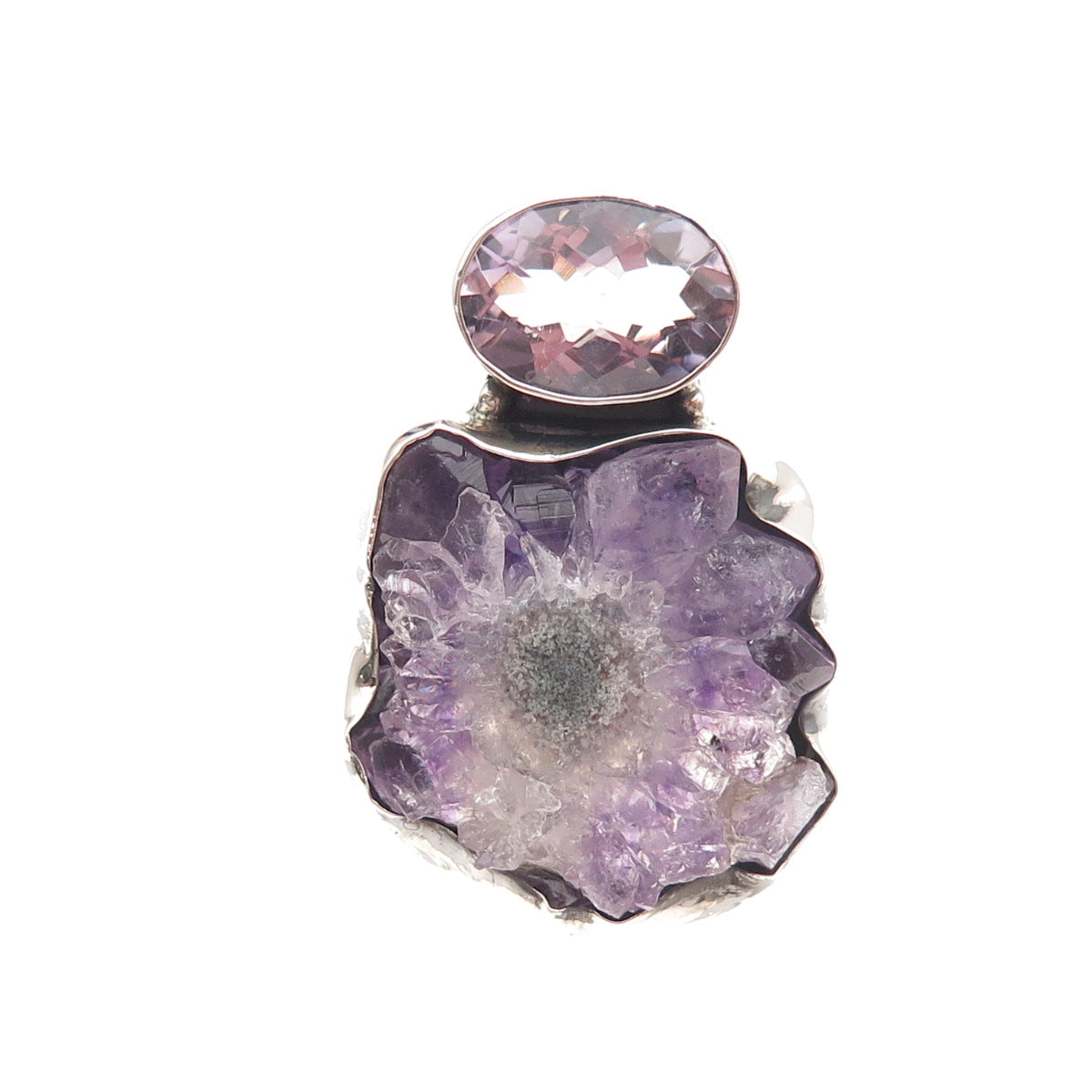 CID Clyde Duneier Sterling Silver Vintage Real Amethyst Modernist Ring Size 6.75