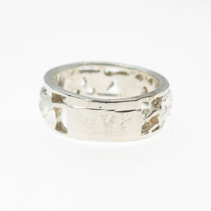 CHAPAL ZENRAY 925 Sterling Silver Vintage Flower Band Ring Size 8.25