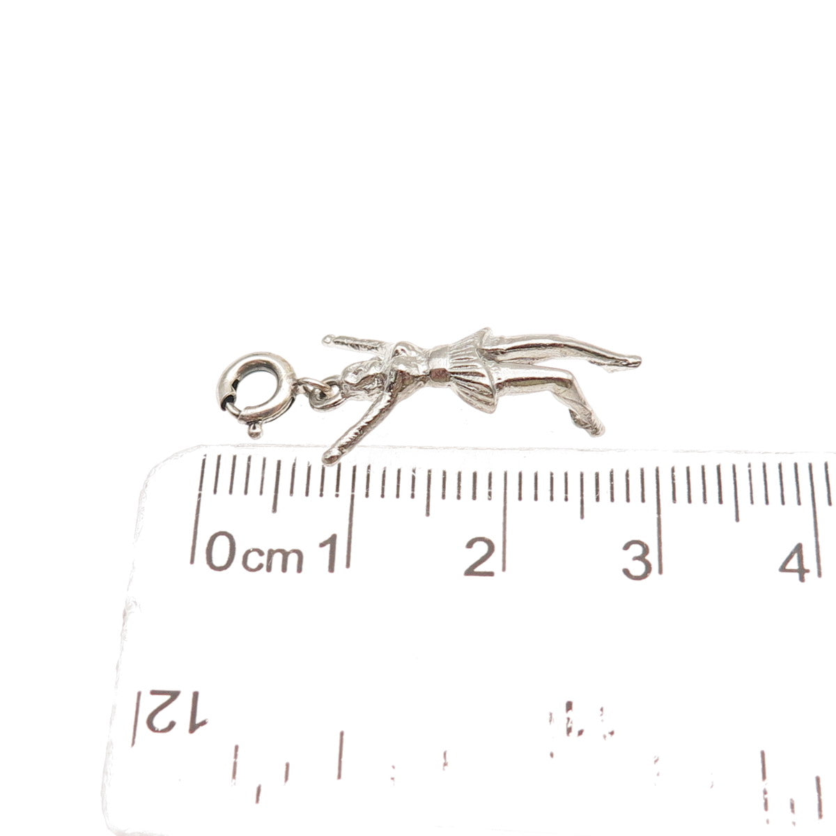 925 Sterling Silver Vintage Cheerleader Spring Ring Lock 3D Charm Pendant