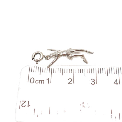 925 Sterling Silver Vintage Cheerleader Spring Ring Lock 3D Charm Pendant