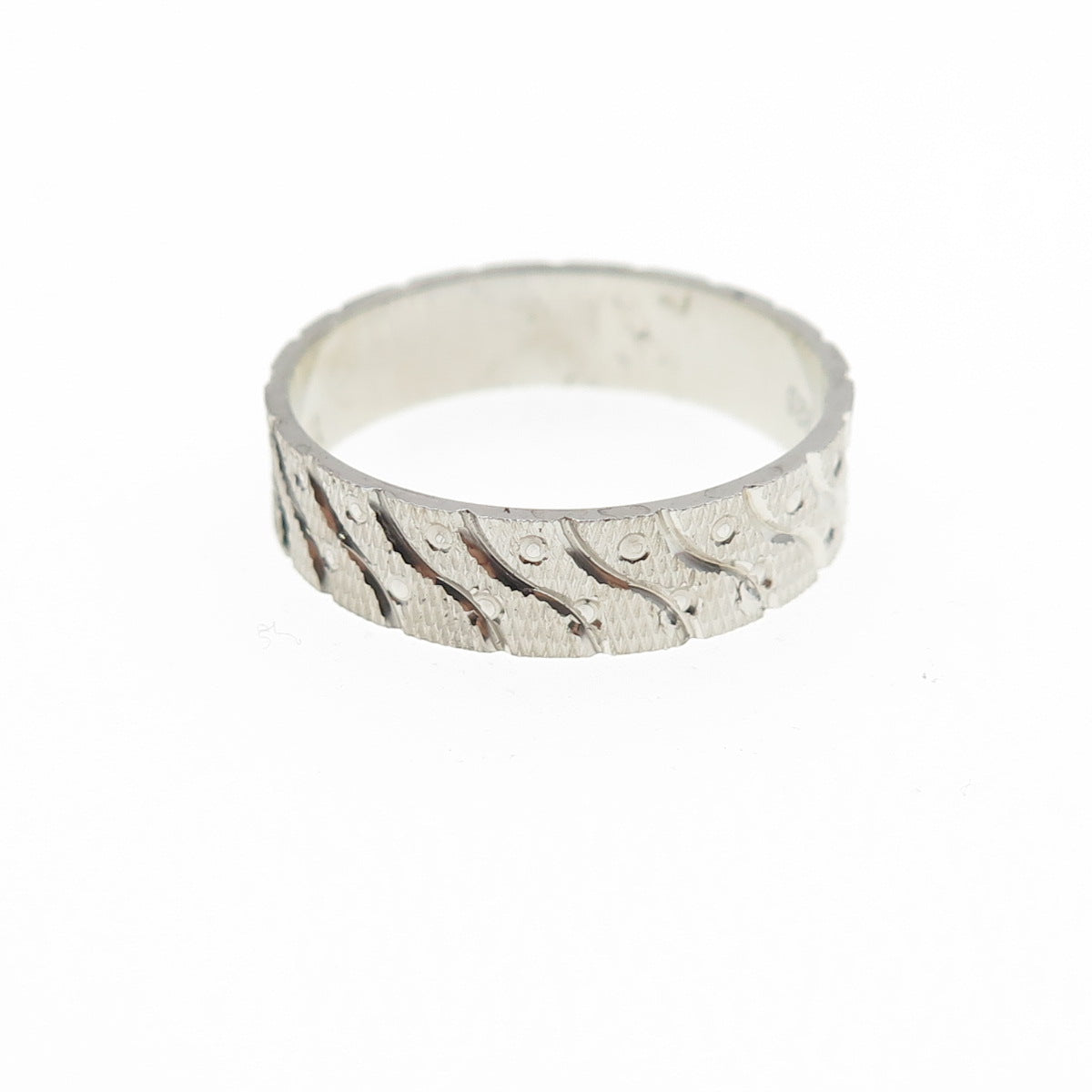 AMRY 925 Sterling Silver Engraved Band Ring Size 8.25