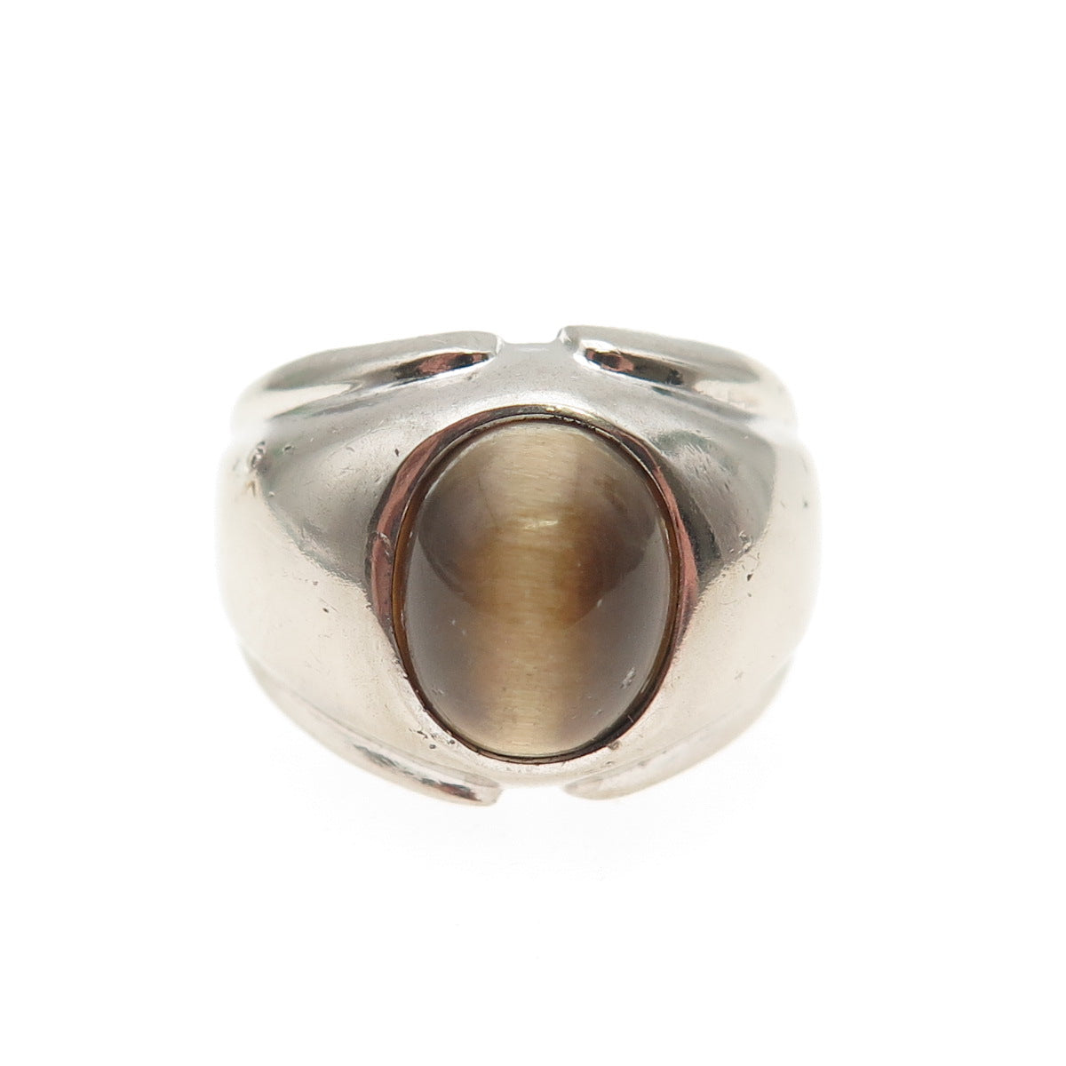 VARGAS 925 Sterling Silver Antique Art Deco Real Tiger Eye Ring Size 6