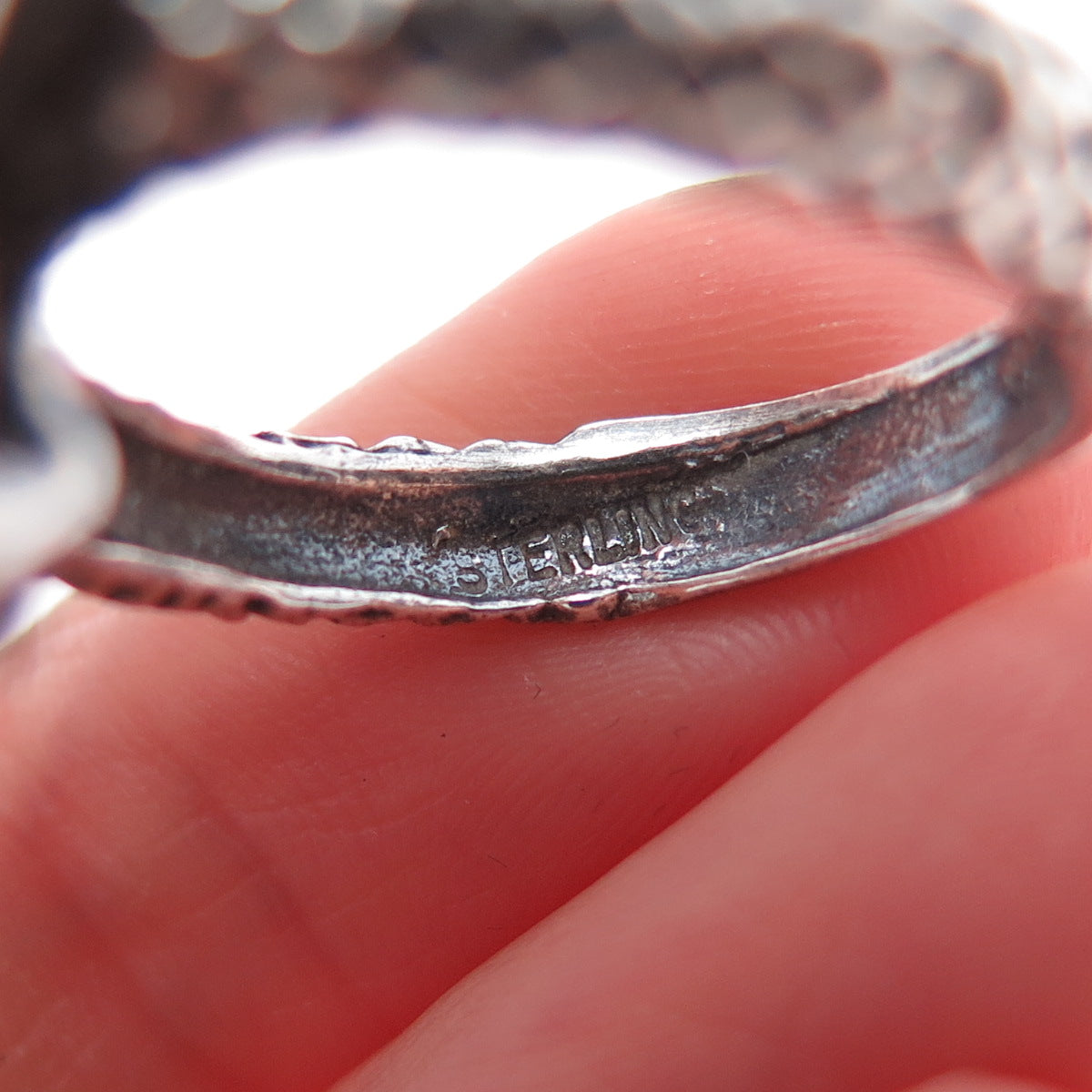 925 Sterling Silver Vintage Cobra Snake Oxidized Ring Size 7.5