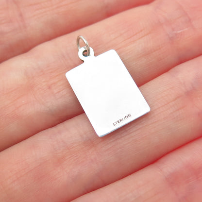 925 Sterling Silver Red Enamel Out Of Brakes Minimalist Charm Pendant