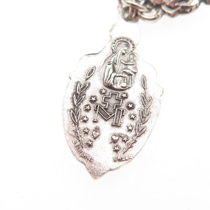 Creed 925 Sterling Silver Antique Art Deco St. Mary Rose Charm Bracelet 6.75"