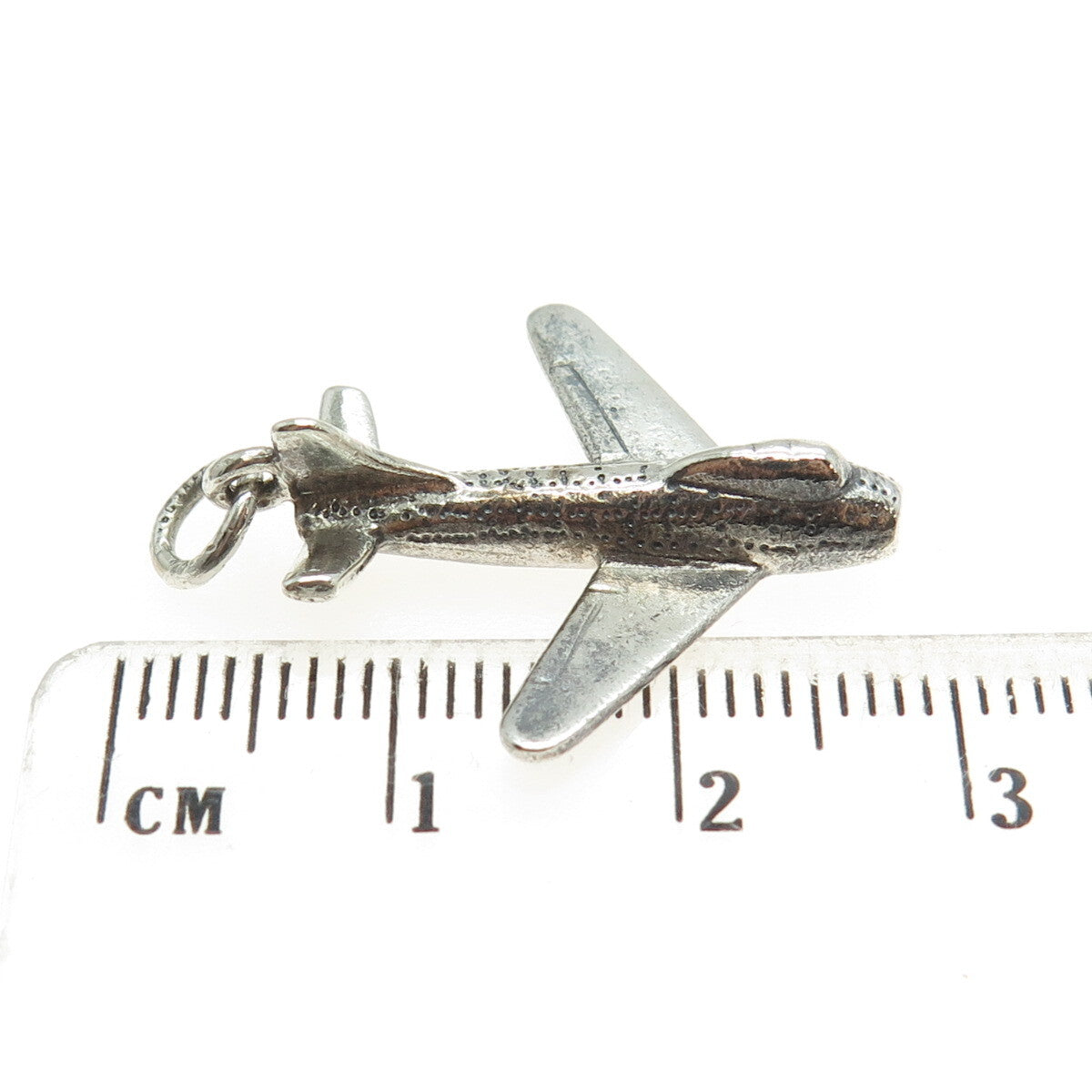 925 Sterling Silver Vintage Airplane Minimalist 3D Charm Pendant
