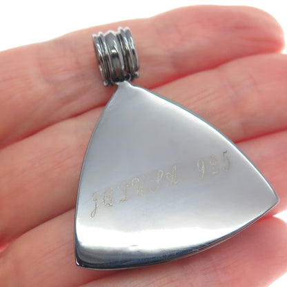 JOLUSA 925 Sterling Silver Black Rhodium Real Pink Sapphire Pyramid Pendant