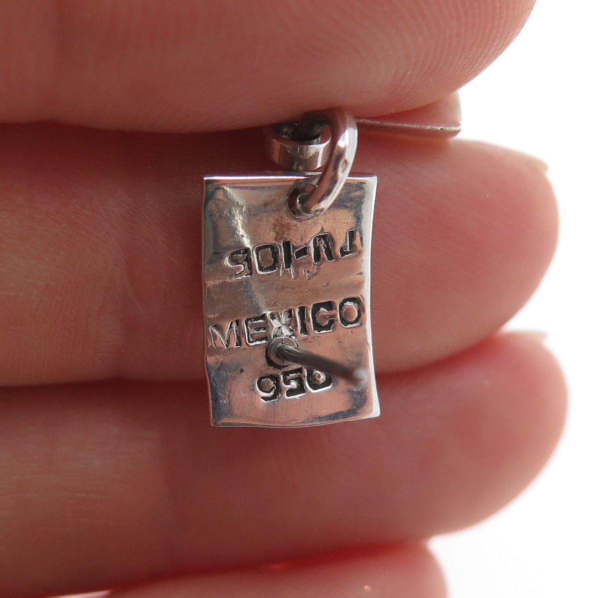 950 Silver Vintage Mexico Real Azurite Modernist Dangle Earrings