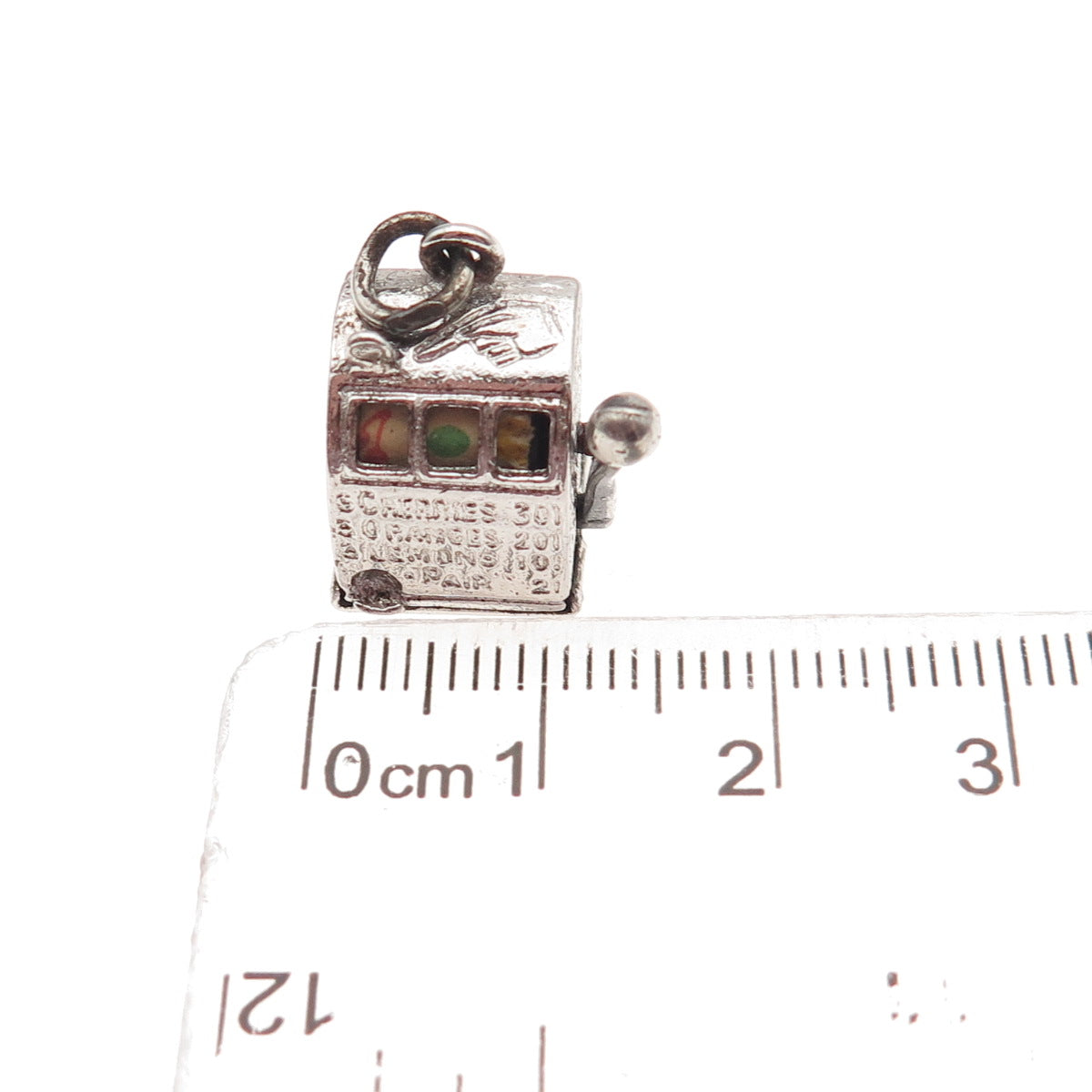 925 Sterling Silver Antique Art Deco Casino Slot Machine 3D Mini Charm Pendant