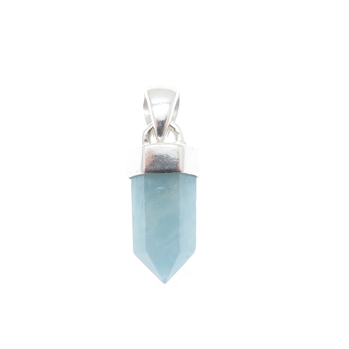 925 Sterling Silver Vintage Real Milky Aquamarine Amulet Charm Pendant